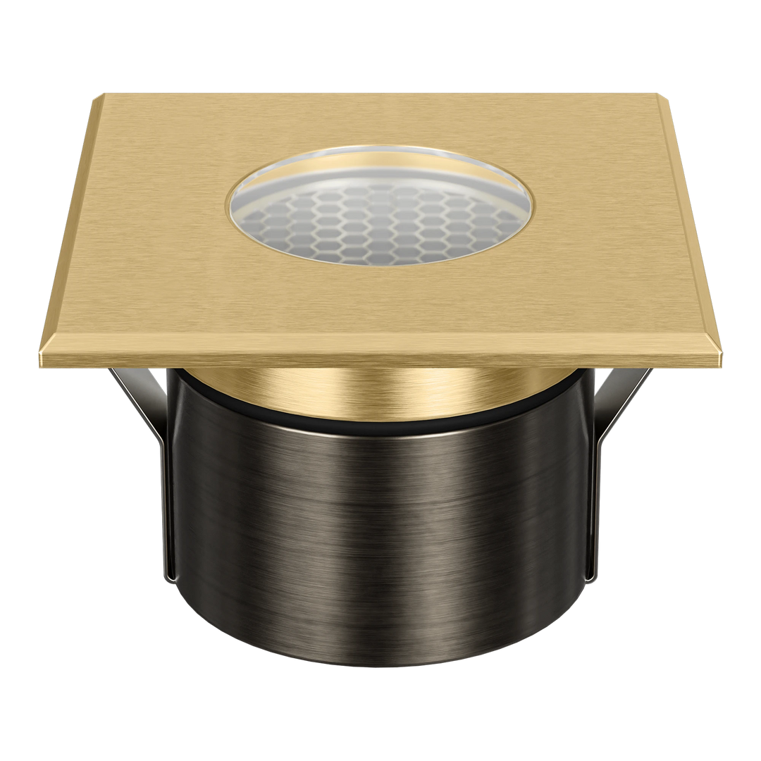 EMIT-85-SO Square Open Tri-Colour/RGBW Inground & Deck Light Brushed Brass INGROUND LIGHT