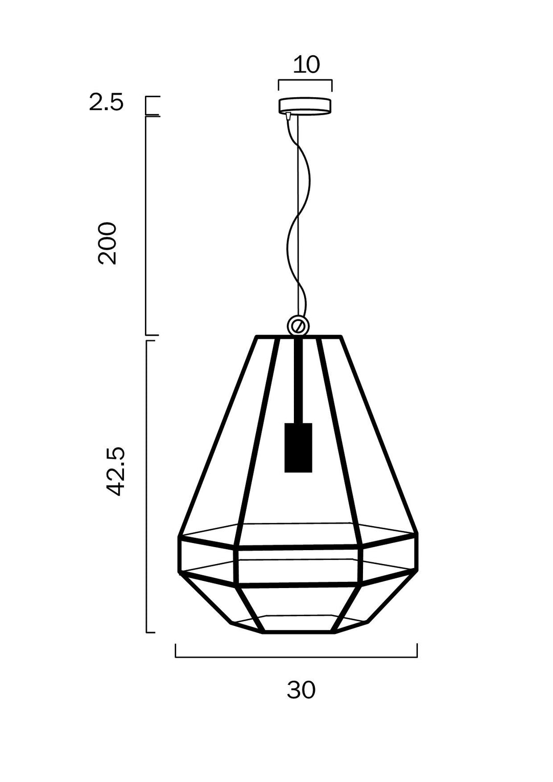 TELBIX ESPADA SOLID BRASS 30 PENDANT