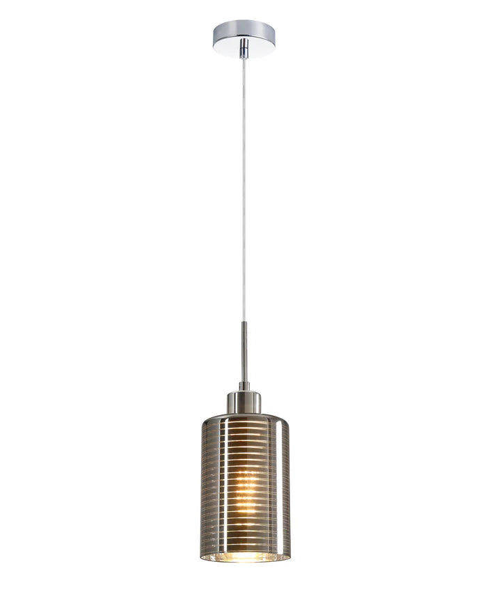 ESPEJO1: Interior Iron & Chrome /Rose Gold Oblong Glass with Line Effect Pendant Lights