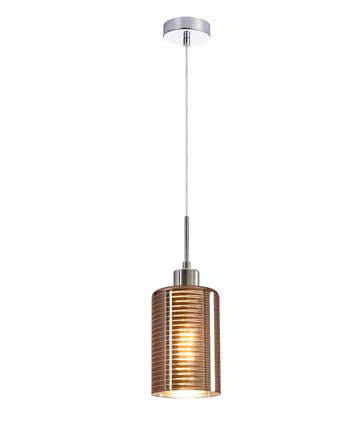 ESPEJO1: Interior Iron & Chrome /Rose Gold Oblong Glass with Line Effect Pendant Lights