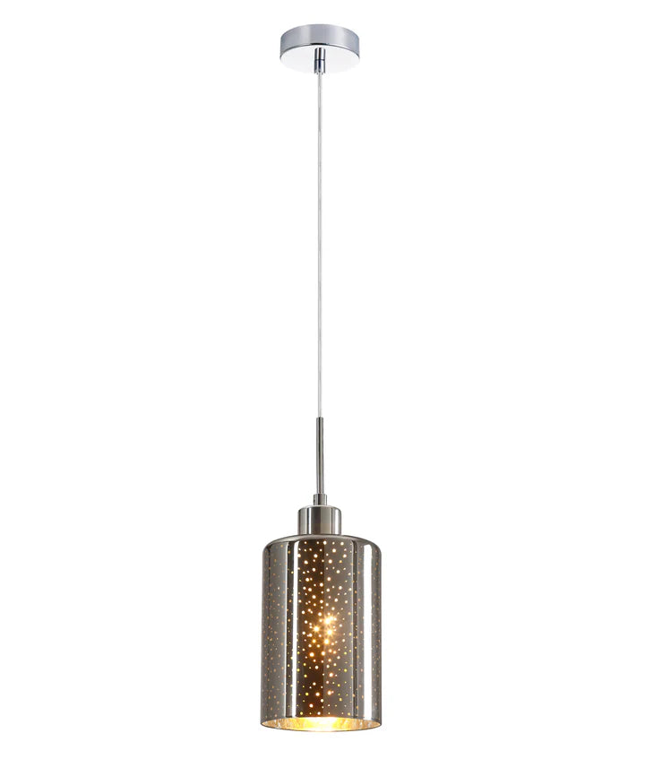 ESPEJO3: Interior Iron & Chrome/Rose Gold Oblong Glass with Dotted Effect Pendant Lights