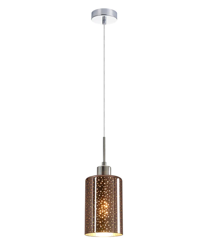 ESPEJO3: Interior Iron & Chrome/Rose Gold Oblong Glass with Dotted Effect Pendant Lights