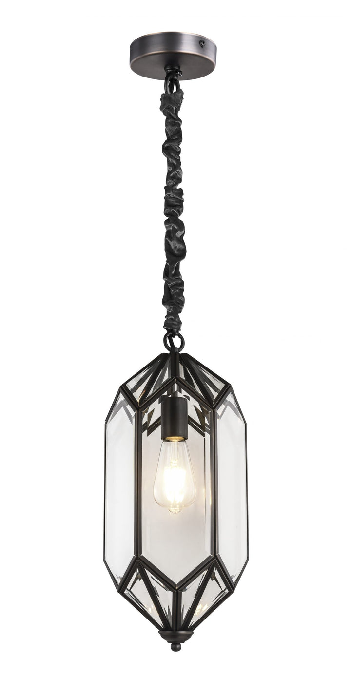 ELEANOR  BRASS / BEVELLED GLASS PENDANT IN BRONZE