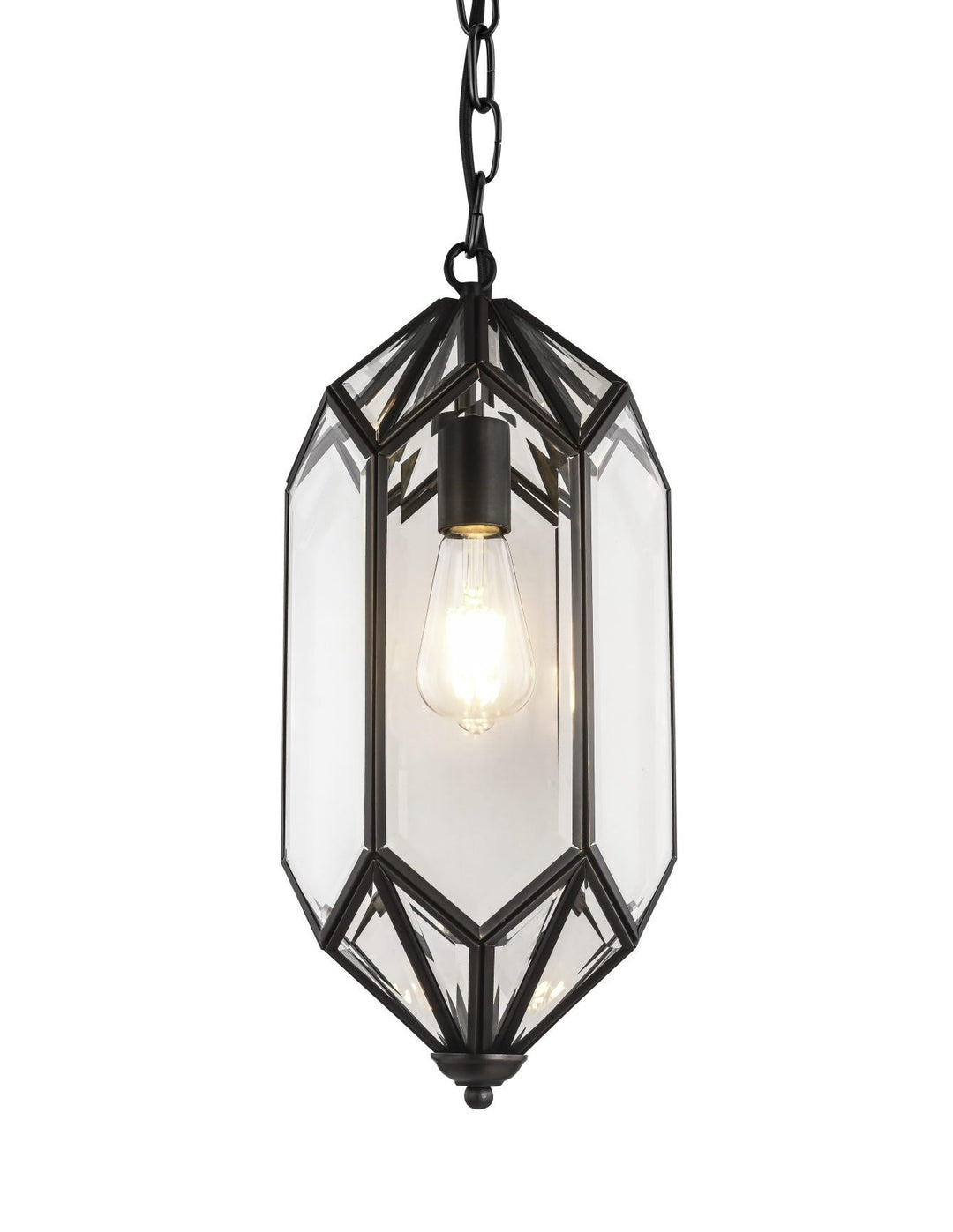 ELEANOR  BRASS / BEVELLED GLASS PENDANT IN BRONZE