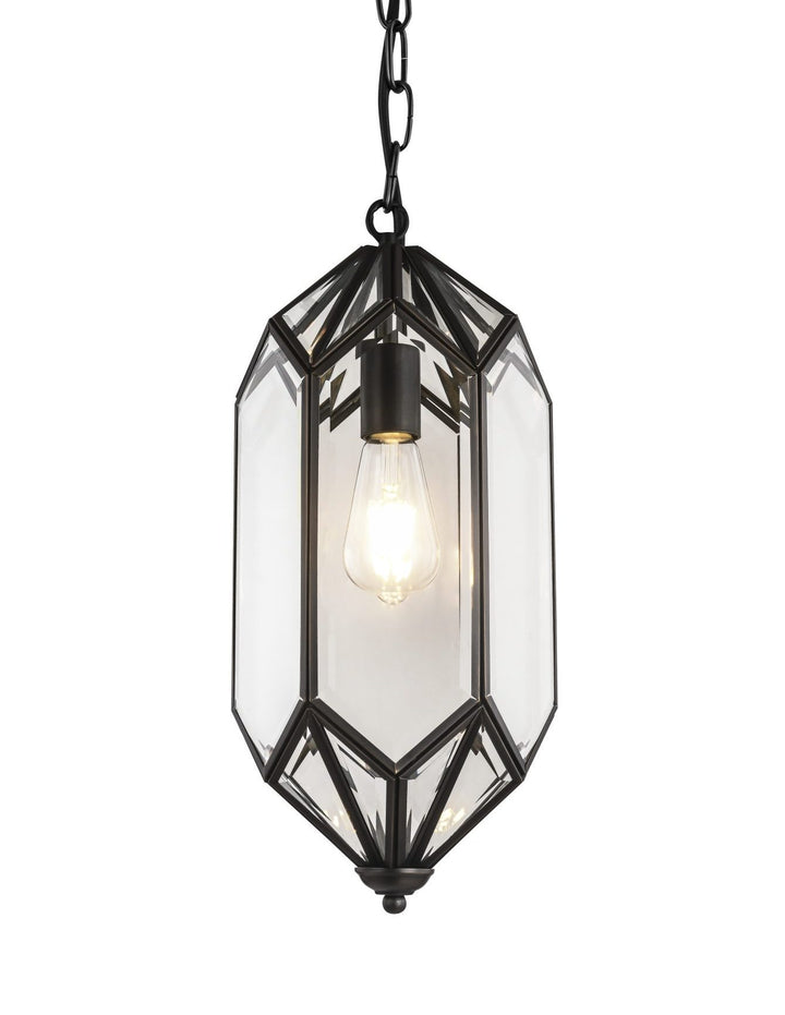 ELEANOR  BRASS / BEVELLED GLASS PENDANT IN BRONZE