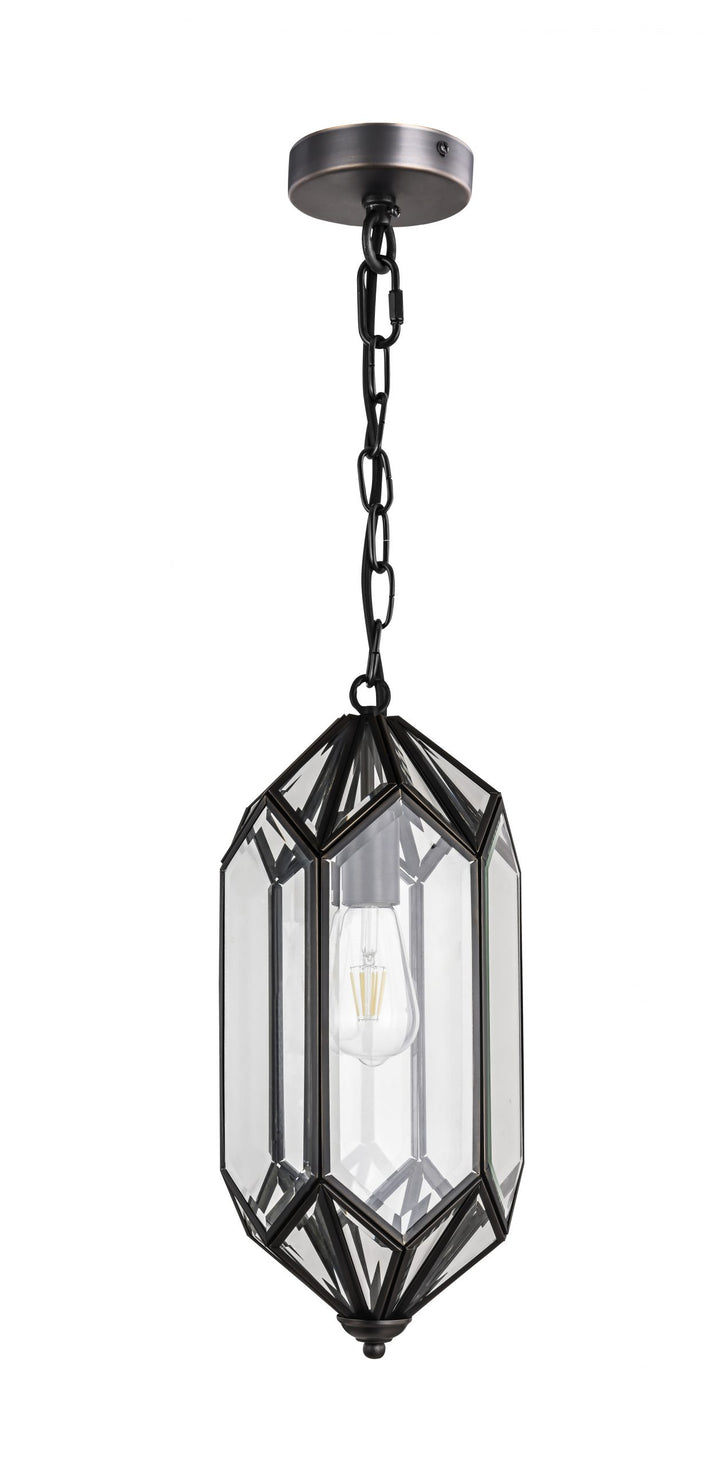 ELEANOR  BRASS / BEVELLED GLASS PENDANT IN BRONZE