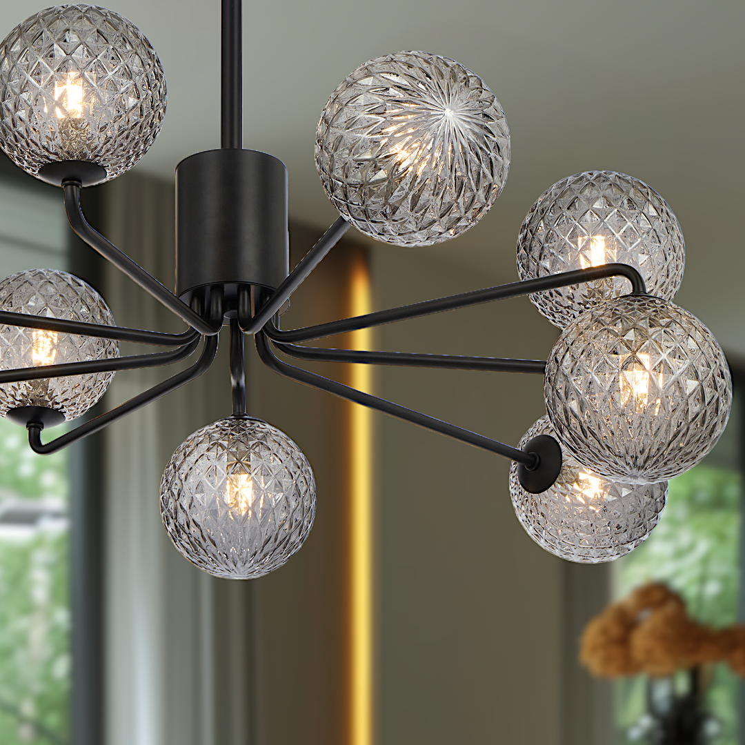 FELTON 9 LIGHT PENDANT BLACK