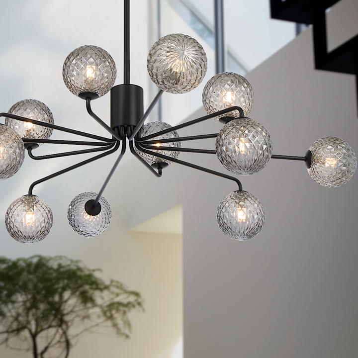 FELTON 12 LIGHT PENDANT BLACK