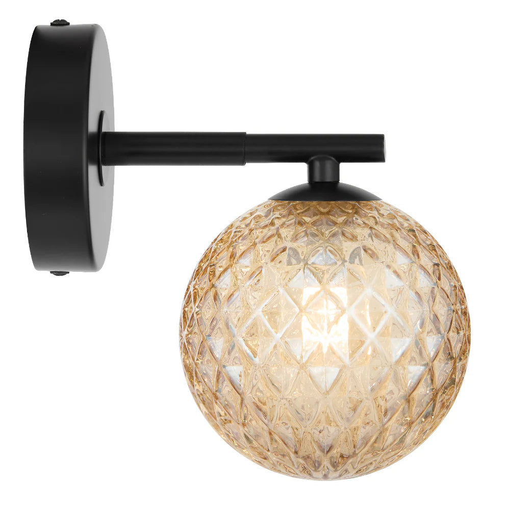 FELTON 1 LIGHT WALL LIGHT BLACK/ANTIQUE BRASS