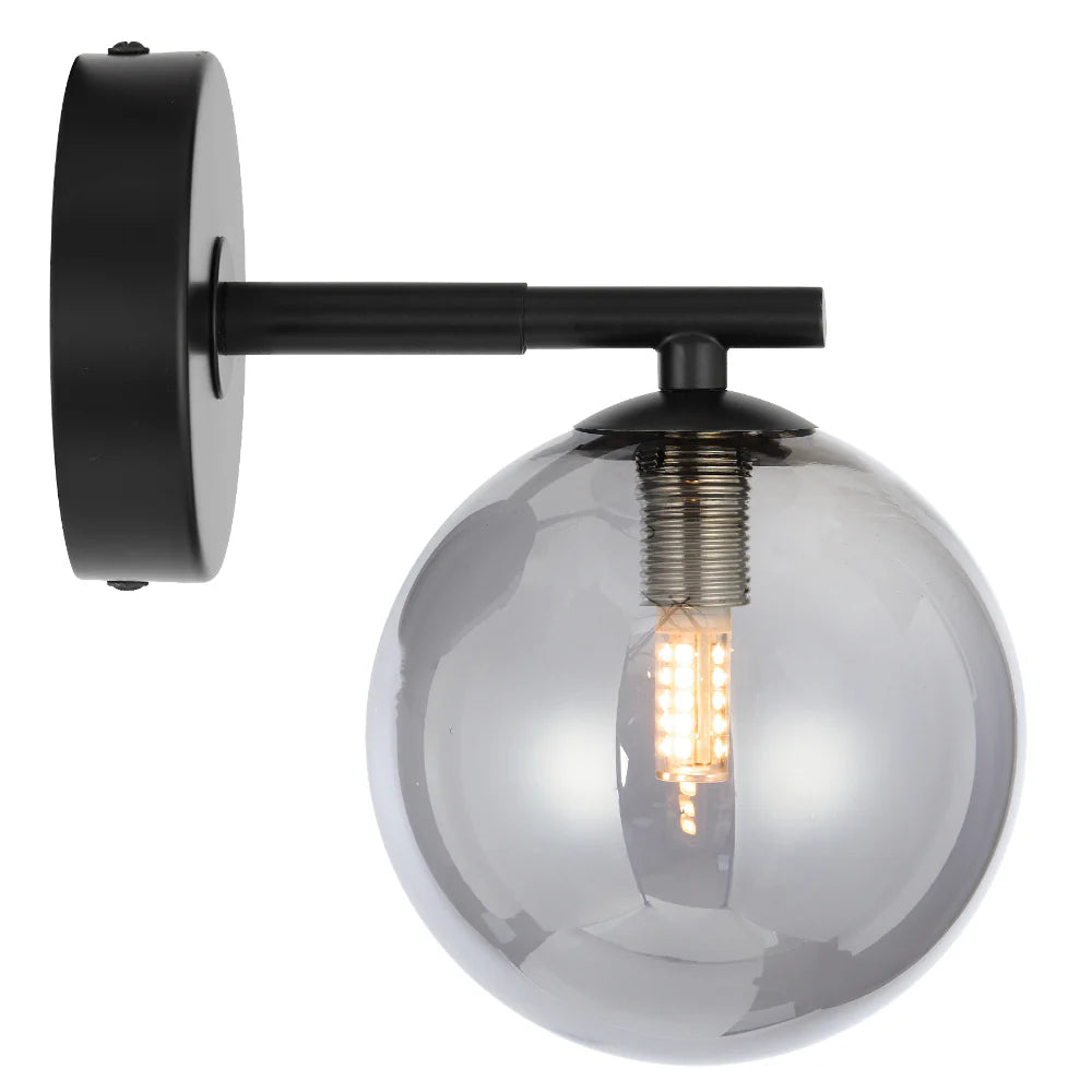 FELTON 1 LIGHT WALL LIGHT BLACK/ANTIQUE BRASS