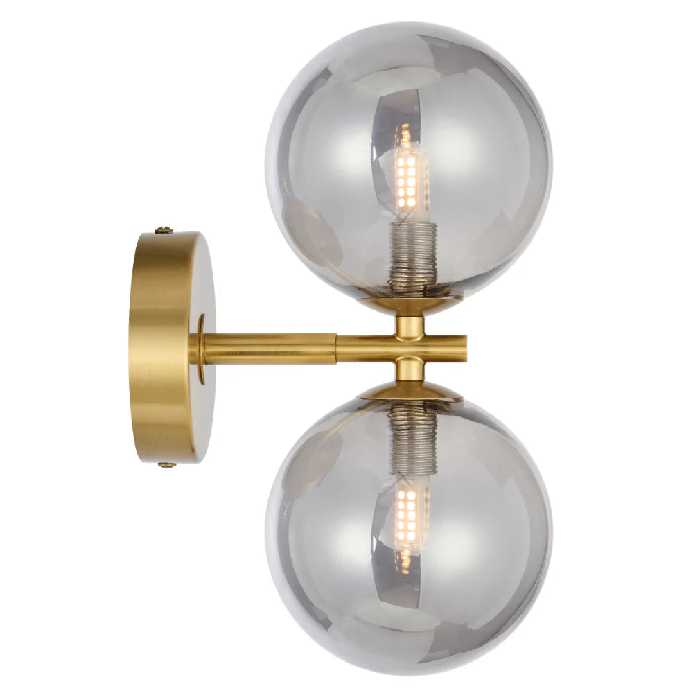 FELTON 2 LIGHT WALL LIGHT BLACK/ANTIQUE BRASS