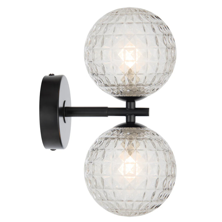 FELTON 2 LIGHT WALL LIGHT BLACK/ANTIQUE BRASS