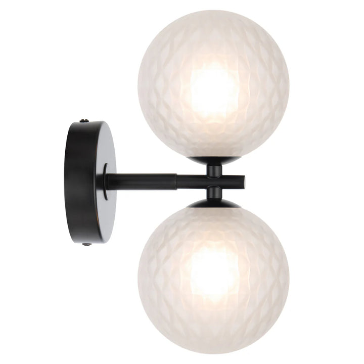 FELTON 2 LIGHT WALL LIGHT BLACK/ANTIQUE BRASS