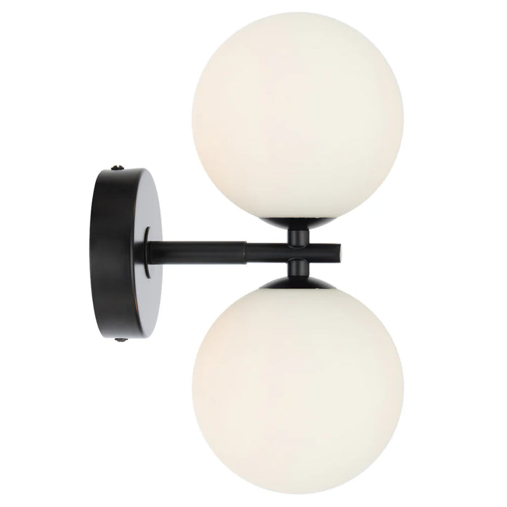 FELTON 2 LIGHT WALL LIGHT BLACK/ANTIQUE BRASS