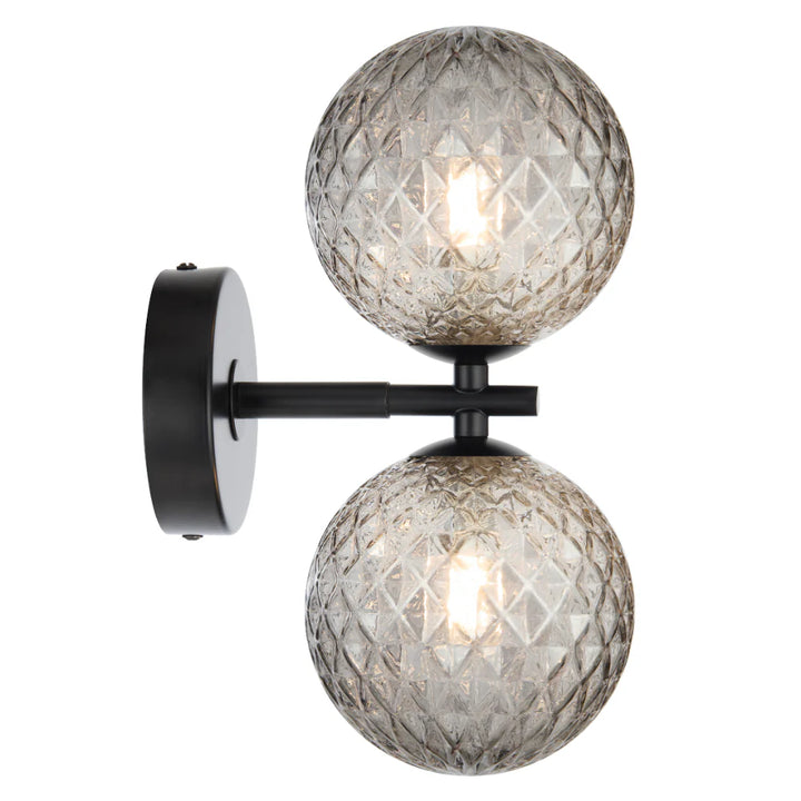 FELTON 2 LIGHT WALL LIGHT BLACK/ANTIQUE BRASS