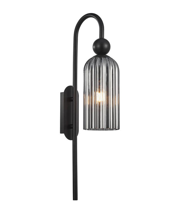 FLAUTA: Interior Round Top Cylinder Ribbed Wall Lights Smokey Black WALL LIGHT