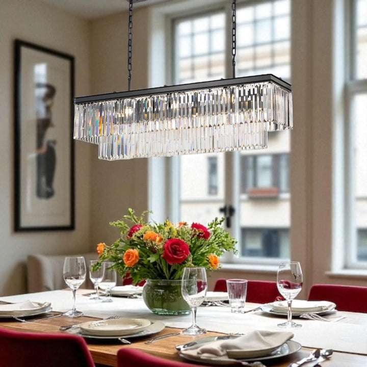 Florence 12 lights Rectangular Crystal pendant Pendant