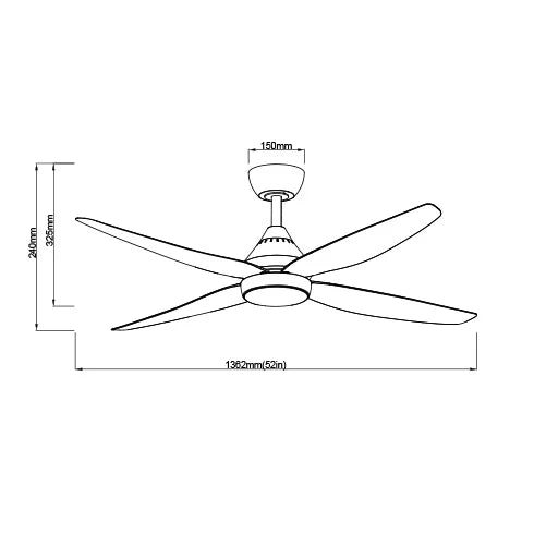 FORBES 52 SDCF11/52/4 DC FAN with Wall control and remote, WITH LIGHT Ceiling Fan