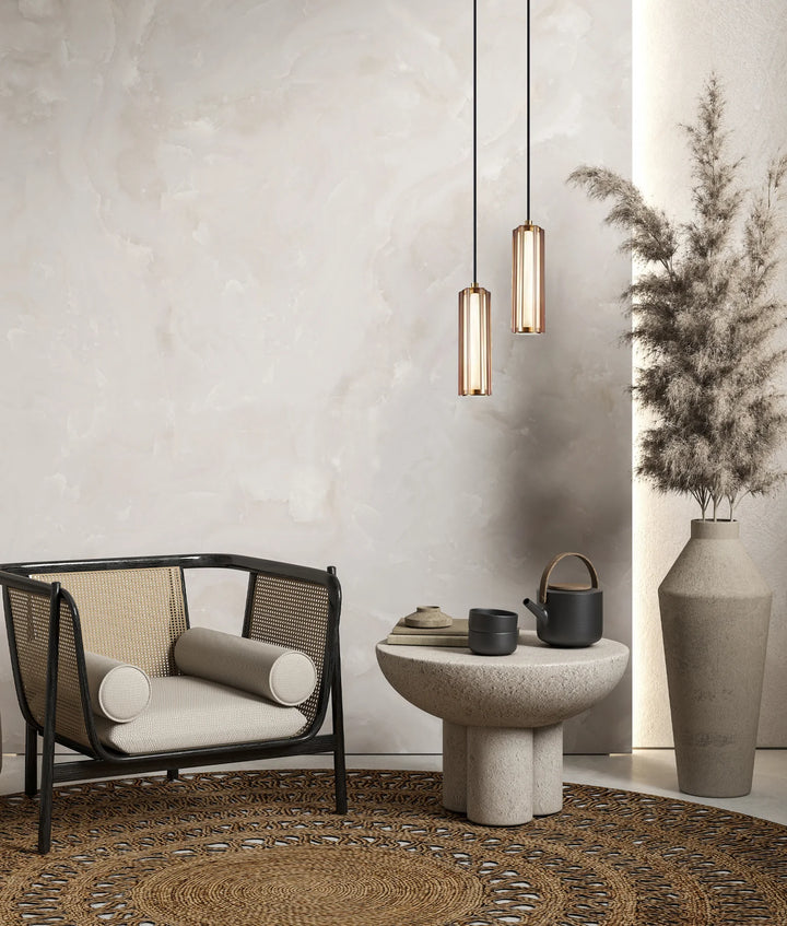 FRECCIA: Interior LED Tri-CCT Glass with Curve Cylinder Pendant Lights