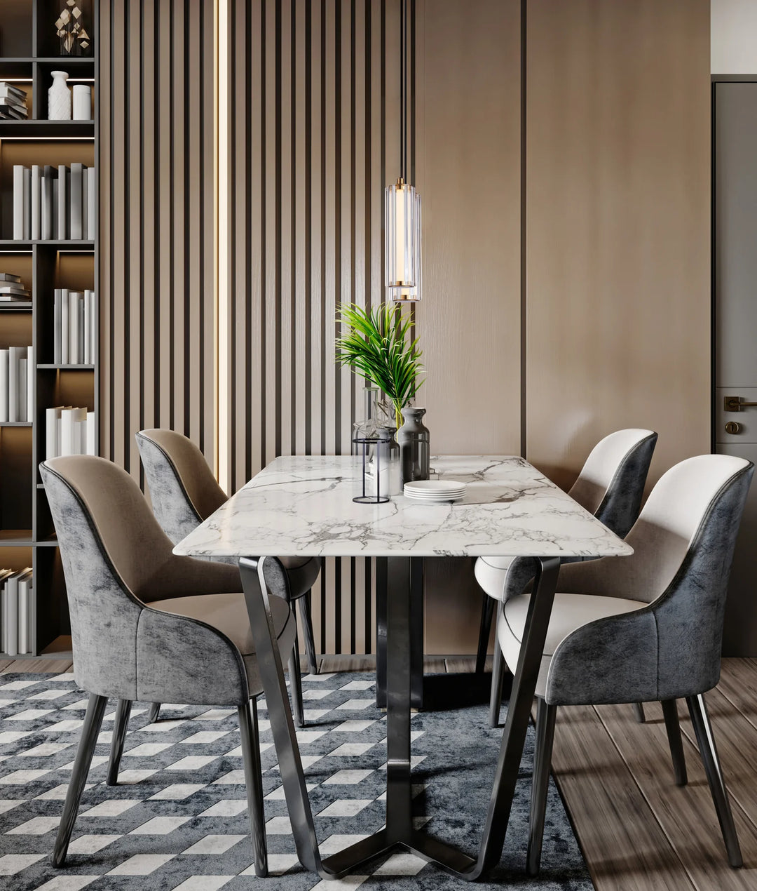 FRECCIA: Interior LED Tri-CCT Glass with Curve Cylinder Pendant Lights