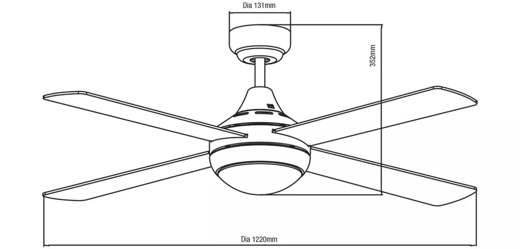 Link 48” AC Ceiling Fan with Tricolour LED Light & Wall Control