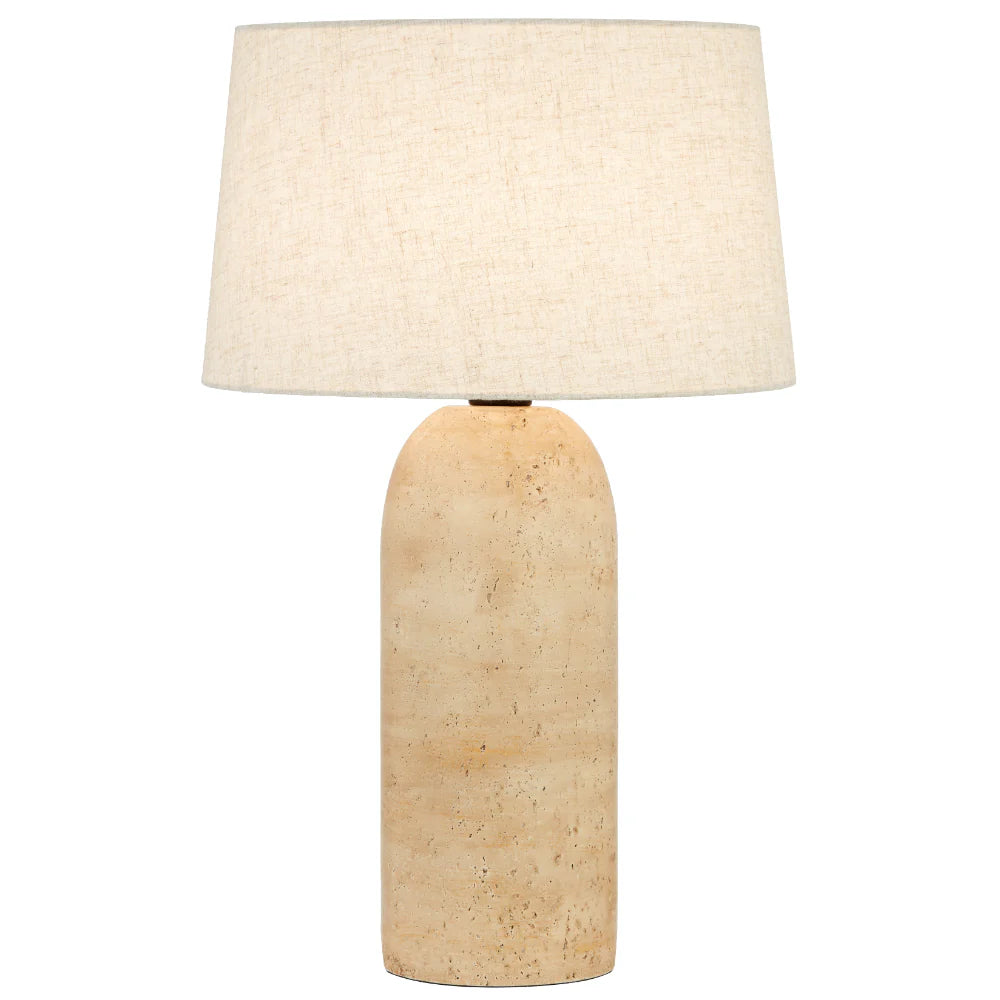 FULVIA TABLE LAMP TRAVERTINO BEIGE/BEIGE LINEN