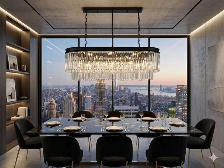 Florence 12 lights Rectangular Crystal pendant Pendant