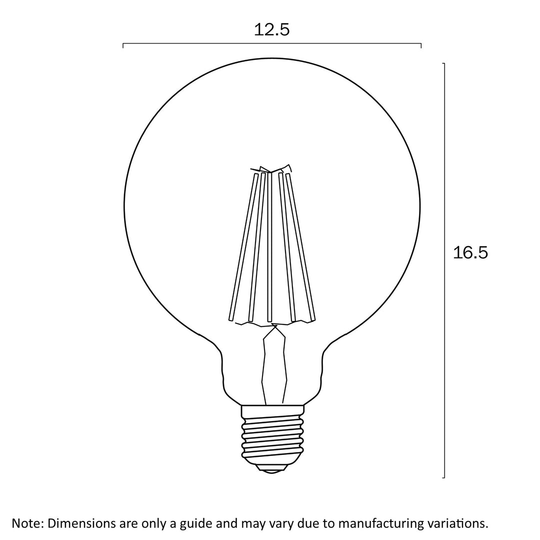 E27 G125 8w LED GLOBE CLEAR DIM