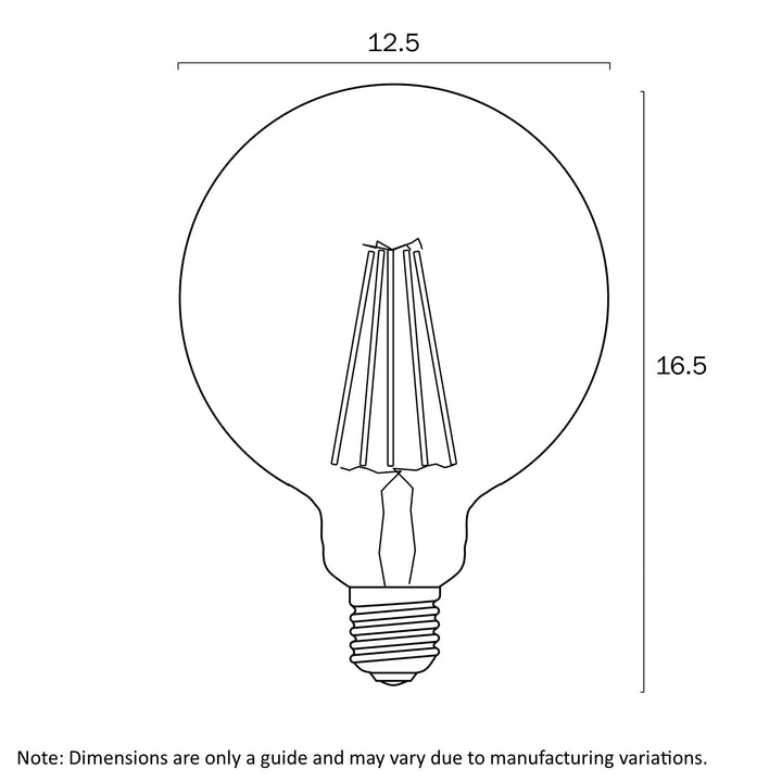 E27 G125 8w LED GLOBE CLEAR DIM