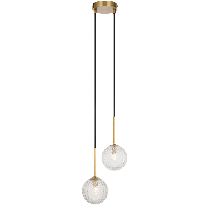 GASTON 2 LIGHT PENDANT ANTIQUE GOLD