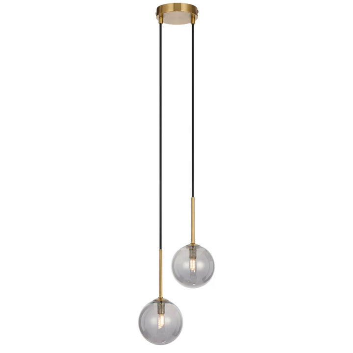 GASTON 2 LIGHT PENDANT ANTIQUE GOLD