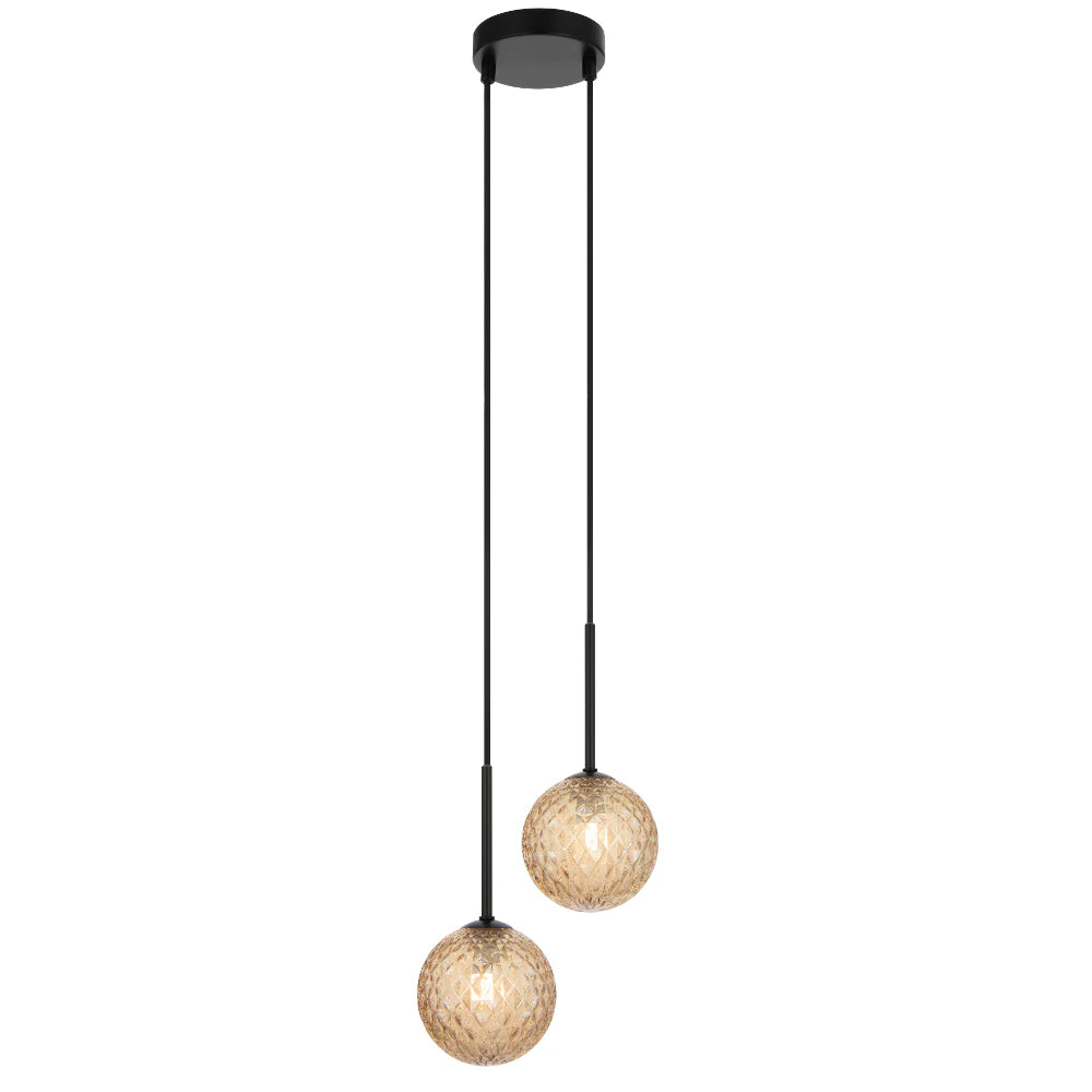 GASTON 2 LIGHT PENDANT BLACK Amber Tear Pendant