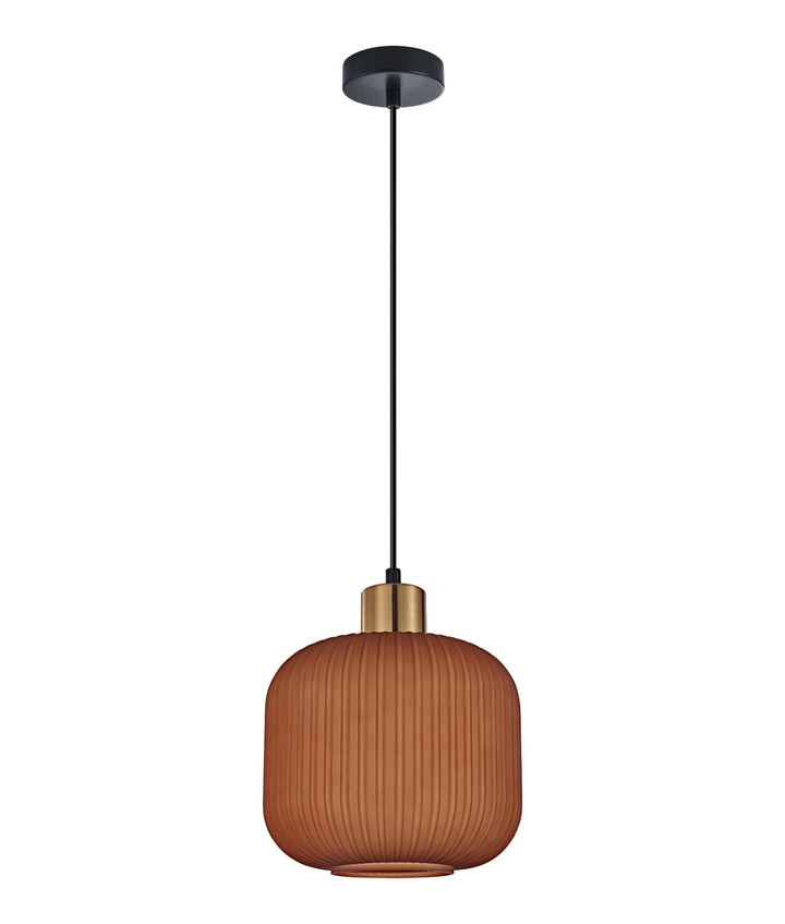 GOMITAS: Interior Translucent Glass Shade with Brass Highlight Pendant Lights