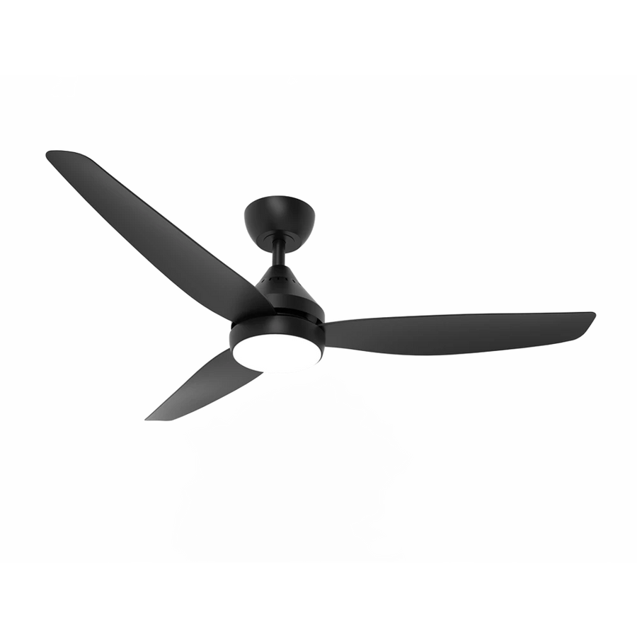 HOLBROOK 48 + SDCF11/48/3/L DC FAN with Wall control and remote, WITH LIGHT Black Ceiling Fan