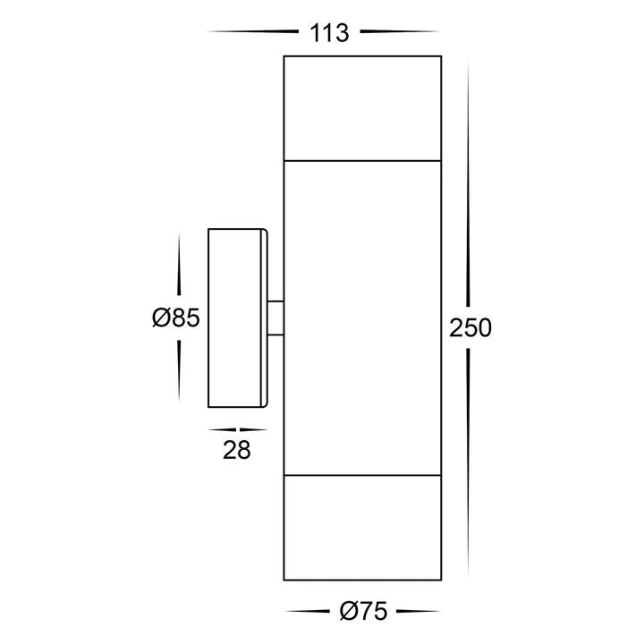 HV1008T- Maxi Tivah 316 Stainless Steel TRI Colour Up & Down Wall Pillar Lights