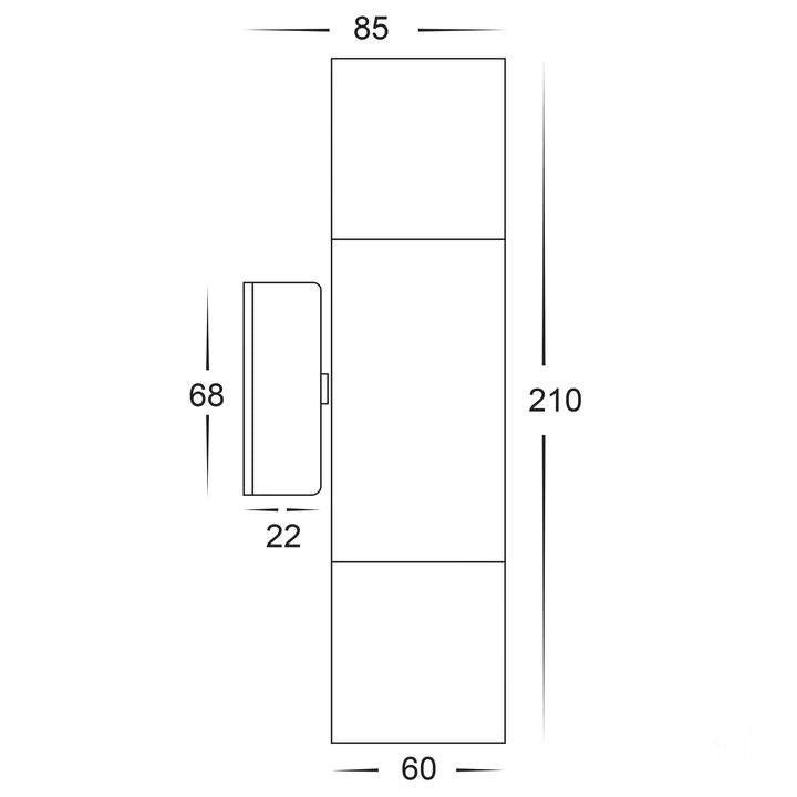 HV1015T- Tivah Solid Copper TRI Colour Up & Down Wall Pillar Lights