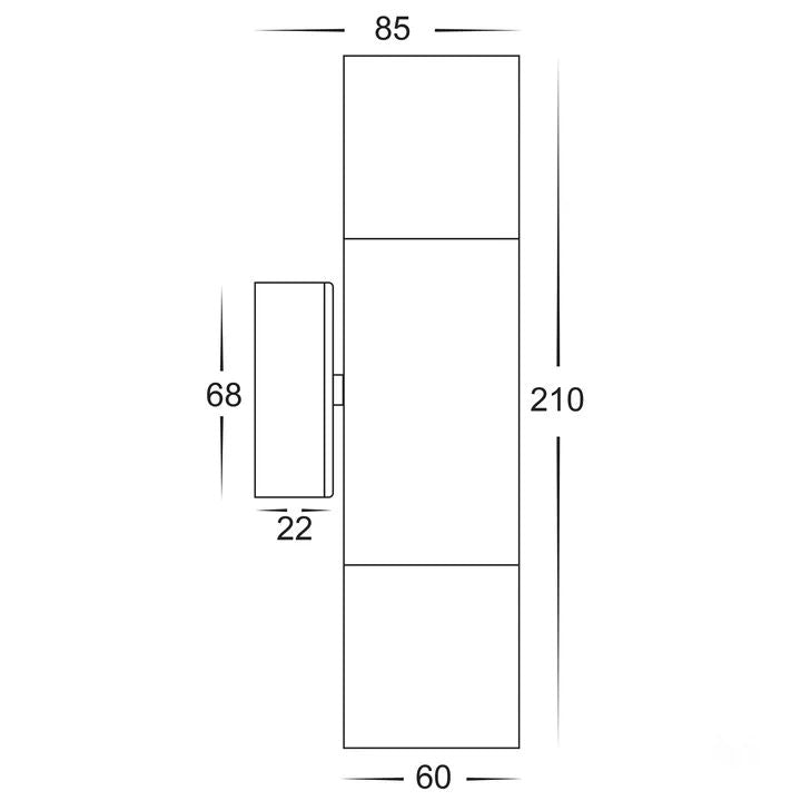 HV1045T-Tivah Silver TRI Colour Up & Down Wall Pillar Lights