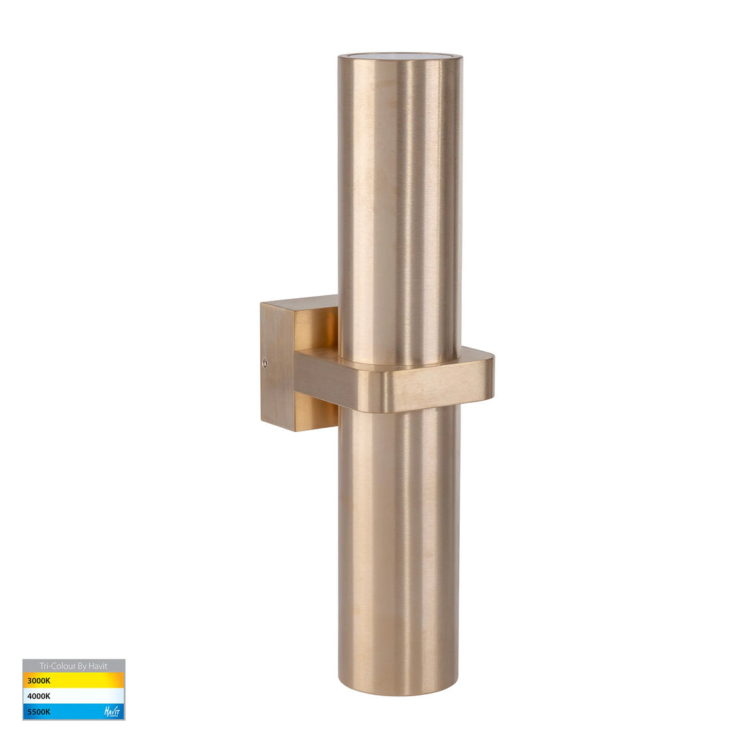 HV10591T - Luz Solid Brass TRI Colour Single Up & Down Wall Pillar Lights