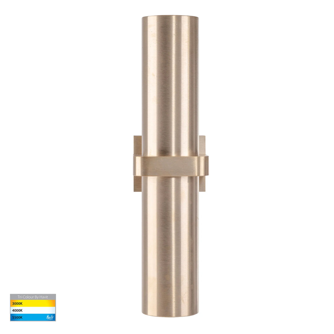 HV10591T - Luz Solid Brass TRI Colour Single Up & Down Wall Pillar Lights