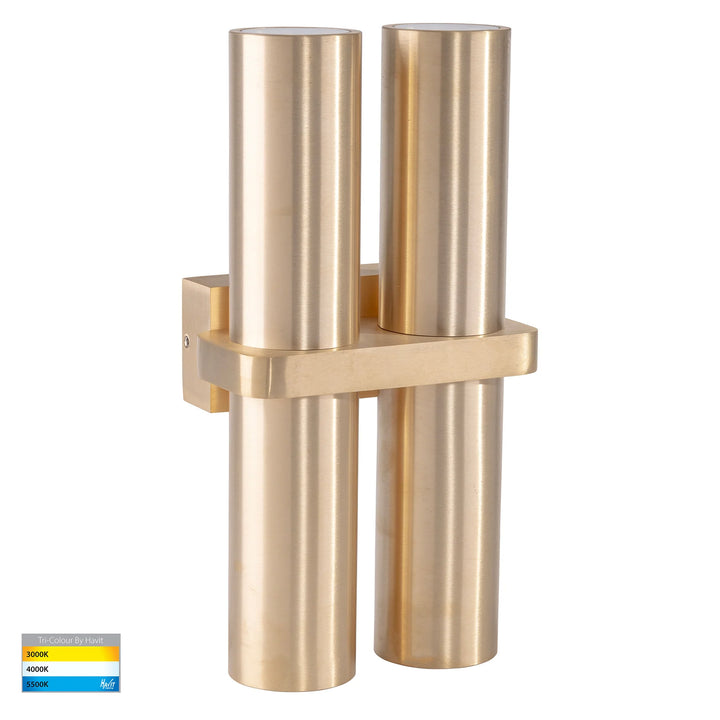 HV10592T - Luz Solid Brass TRI Colour Double Up & Down Wall Pillar Lights