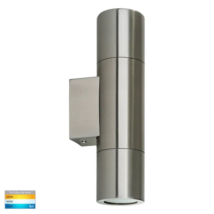 HV1071T- Piaz Stainless Steel TRI Colour Up & Down Wall Pillar Lights