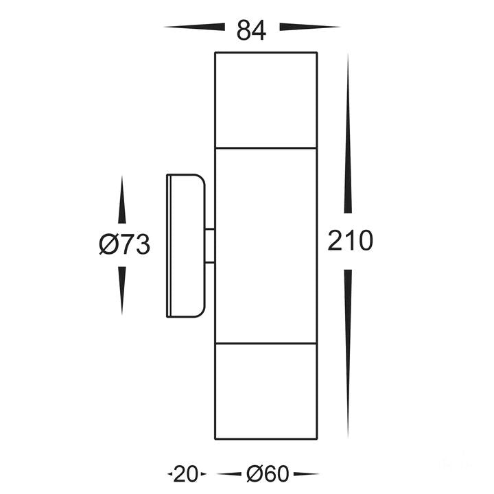 HV1072T- Fortis Stainless Steel TRI Colour Up & Down Wall Pillar Lights