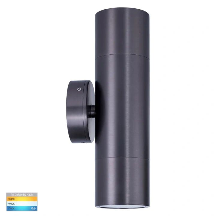 HV1075T- Tivah Solid Brass Graphite Coloured TRI Colour Up & Down Wall Pillar Lights