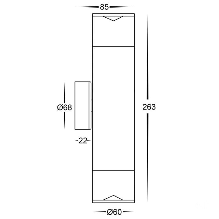 HV1089T- Highlite Black TRI Colour Up & Down Wall Pillar Lights