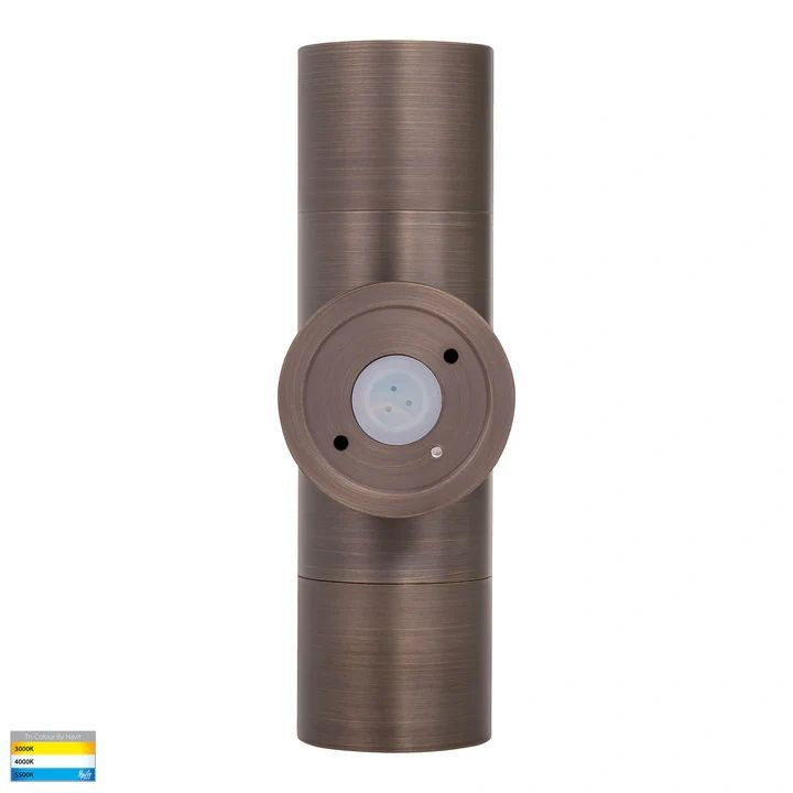 HV1095T- Tivah Antique Brass TRI Colour Up & Down Wall Pillar Lights