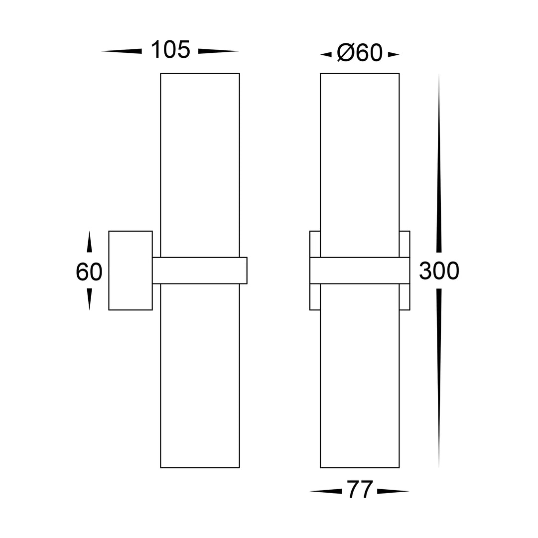 HV10291T - Luz Black/White TRI Colour Single Up & Down Wall Pillar Lights