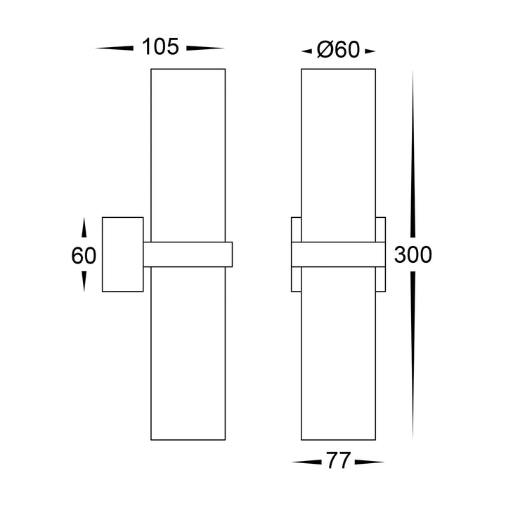 HV10291T - Luz Black/White TRI Colour Single Up & Down Wall Pillar Lights