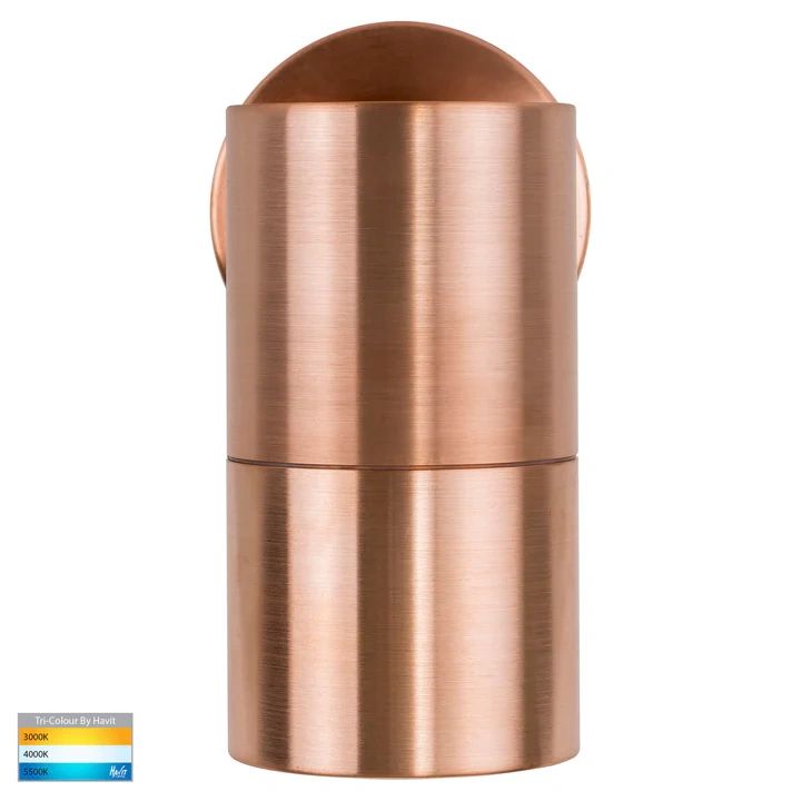 HV1115T- Tivah Solid Copper TRI Colour Fixed Down Wall Pillar Lights