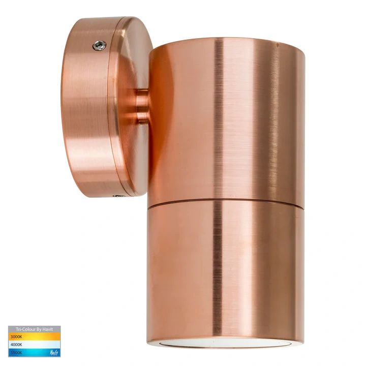 HV1115T- Tivah Solid Copper TRI Colour Fixed Down Wall Pillar Lights