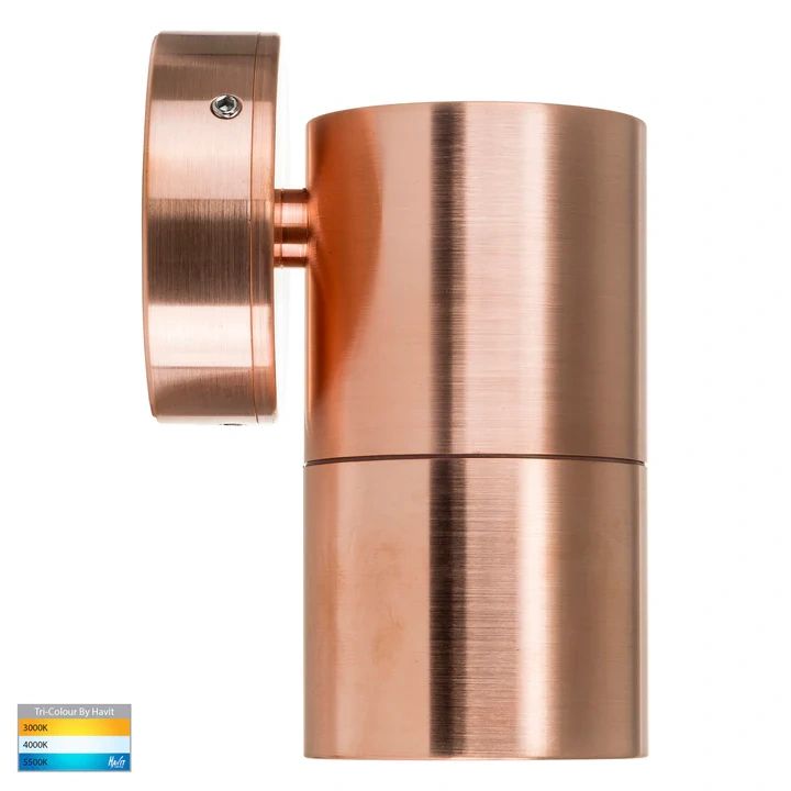 HV1115T- Tivah Solid Copper TRI Colour Fixed Down Wall Pillar Lights